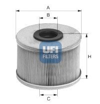 Фильтр топливный Рено Кенго 1.9D/DTI | UFI  26.686.00 (Италия)